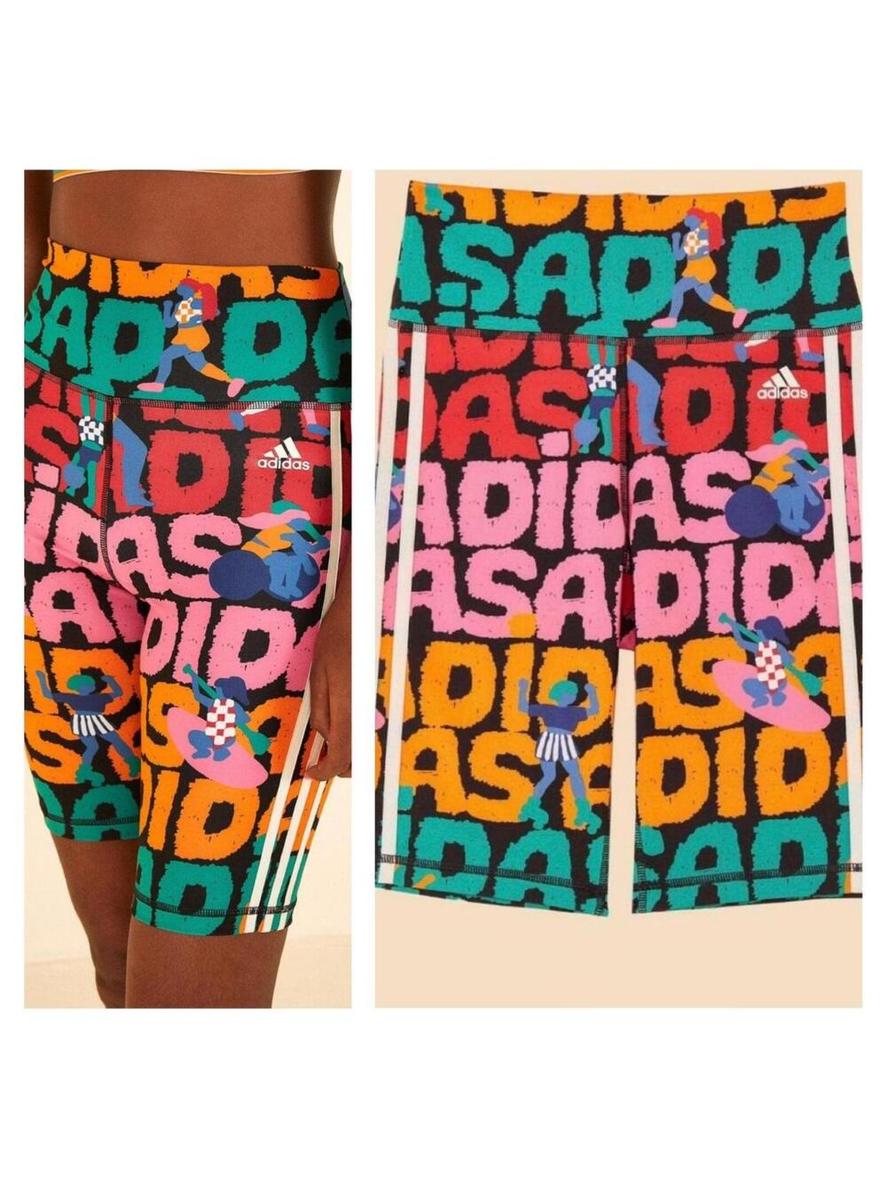 Adidas x Farm Rio Aeroready Graphic Bike Shorts Multicolor Logo Print